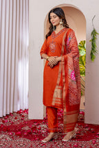 Pramukh Fab Orange Color Viscose Silk Kurta Set - Distacart