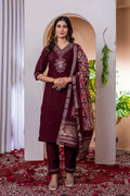 Pramukh Fab Wine Color Viscose Silk Kurta Set - Distacart