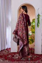 Pramukh Fab Wine Color Viscose Silk Kurta Set - Distacart