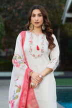 Pramukh Fab White Color Viscose Silk Kurta Set - Distacart