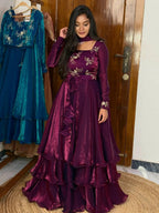 Yash Enterprise Wine Fandy Silk Party Wear Embroidery Suit Set - Distacart