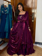 Yash Enterprise Wine Fandy Silk Party Wear Embroidery Suit Set - Distacart