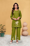 Pramukh Fab Olive Color Viscose Rayon Co-ord Set - Distacart