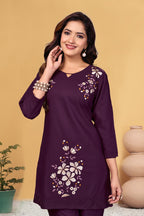 Pramukh Fab Plum Color Viscose Rayon Co-ord Set - Distacart