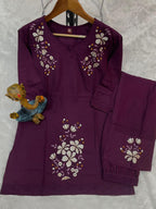 Pramukh Fab Plum Color Viscose Rayon Co-ord Set - Distacart