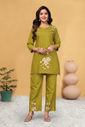 Pramukh Fab Mustard Color Viscose Rayon Co-ord Set - Distacart