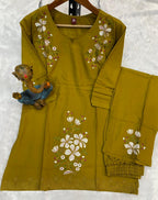 Pramukh Fab Mustard Color Viscose Rayon Co-ord Set - Distacart