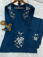Pramukh Fab Navy Blue Color Viscose Rayon Co-ord Set - Distacart