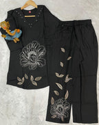 Pramukh Fab Black Color Viscose Rayon Co-ord Set - Distacart