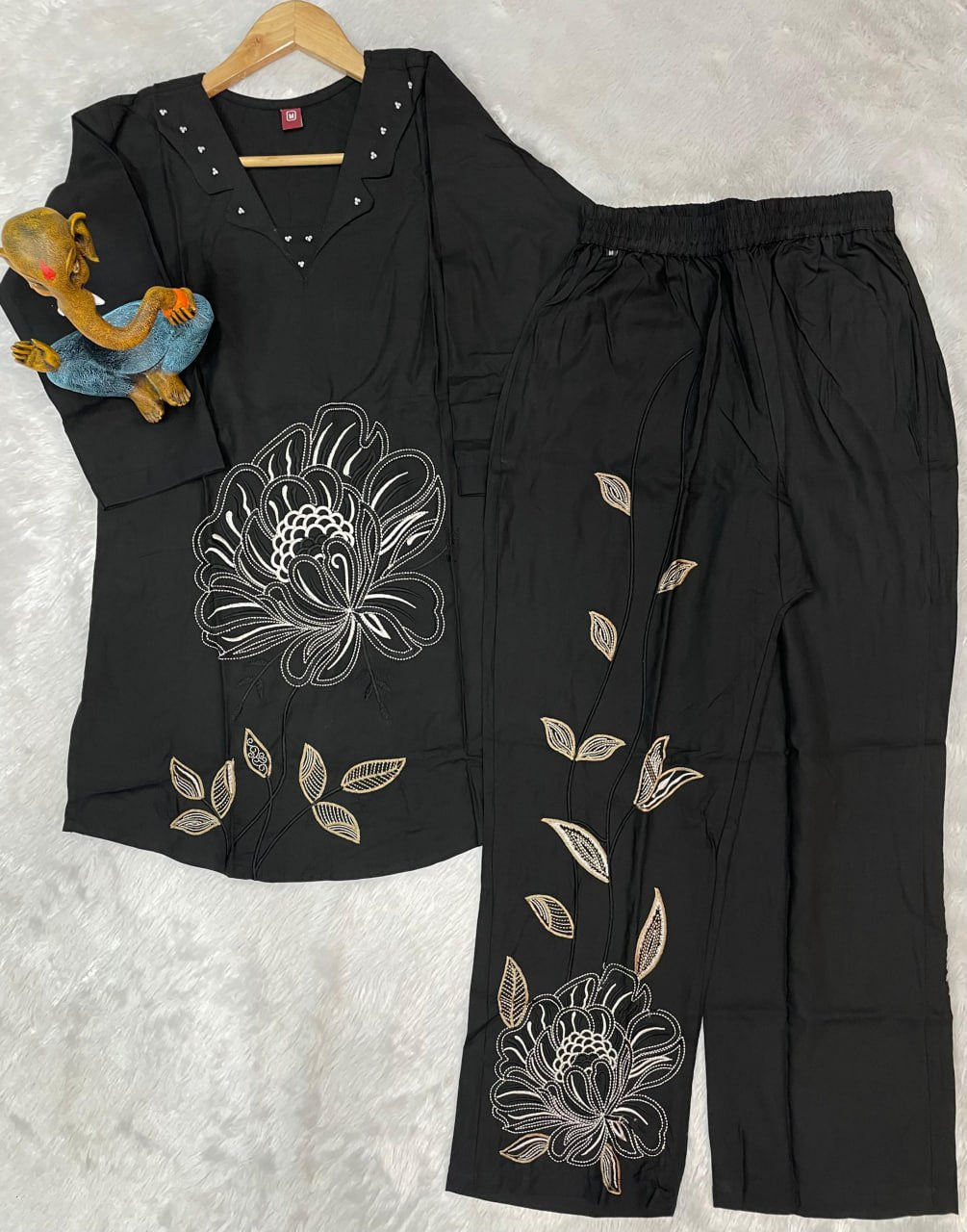 Pramukh Fab Black Color Viscose Rayon Co-ord Set - Distacart
