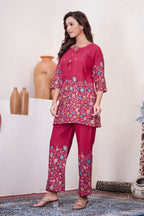 Pramukh Fab Pink Color Cotton Co-ord Set