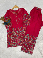 Pramukh Fab Pink Color Cotton Co-ord Set