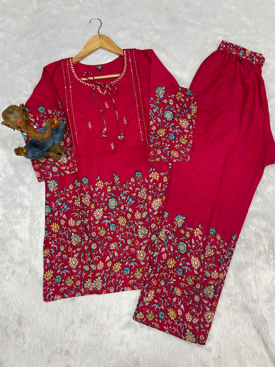 Pramukh Fab Pink Color Cotton Co-ord Set