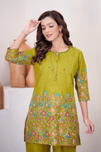 Pramukh Fab Olive Color Cotton Co-ord Set - Distacart
