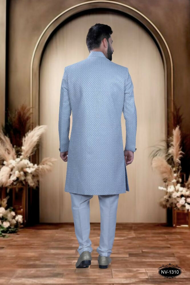 Joban Fashion Men's Blue Base Silk Kurta with Pyjama