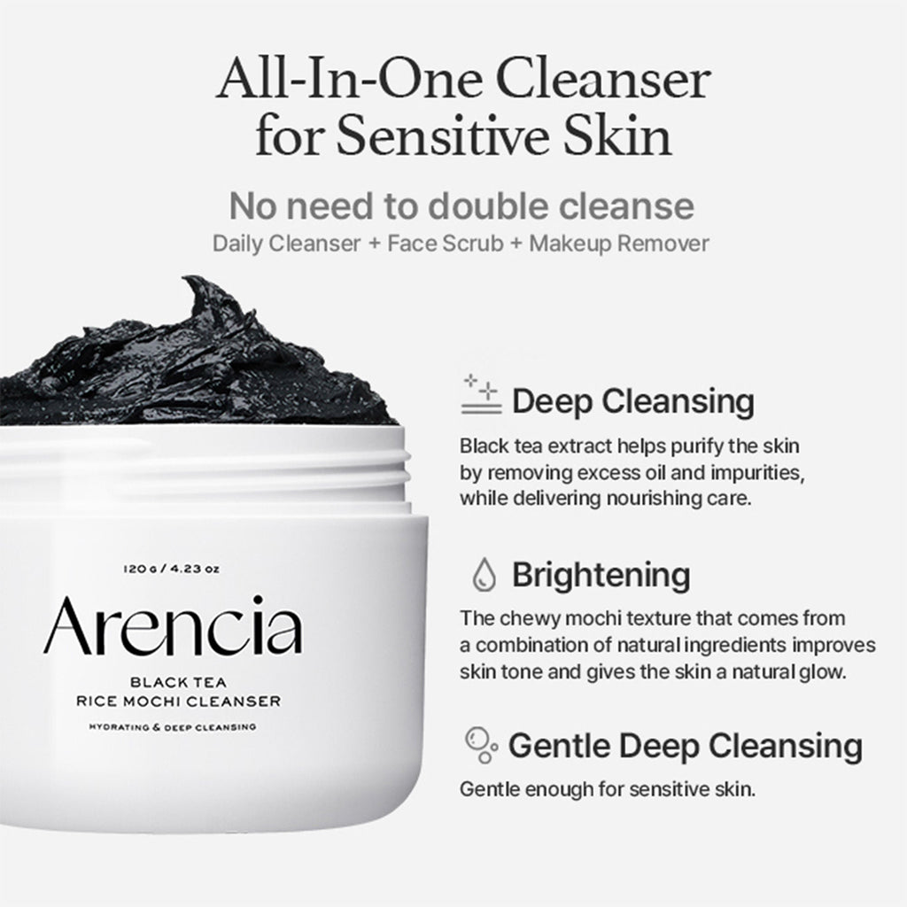 Arencia Black Tea Rice Mochi Cleanser