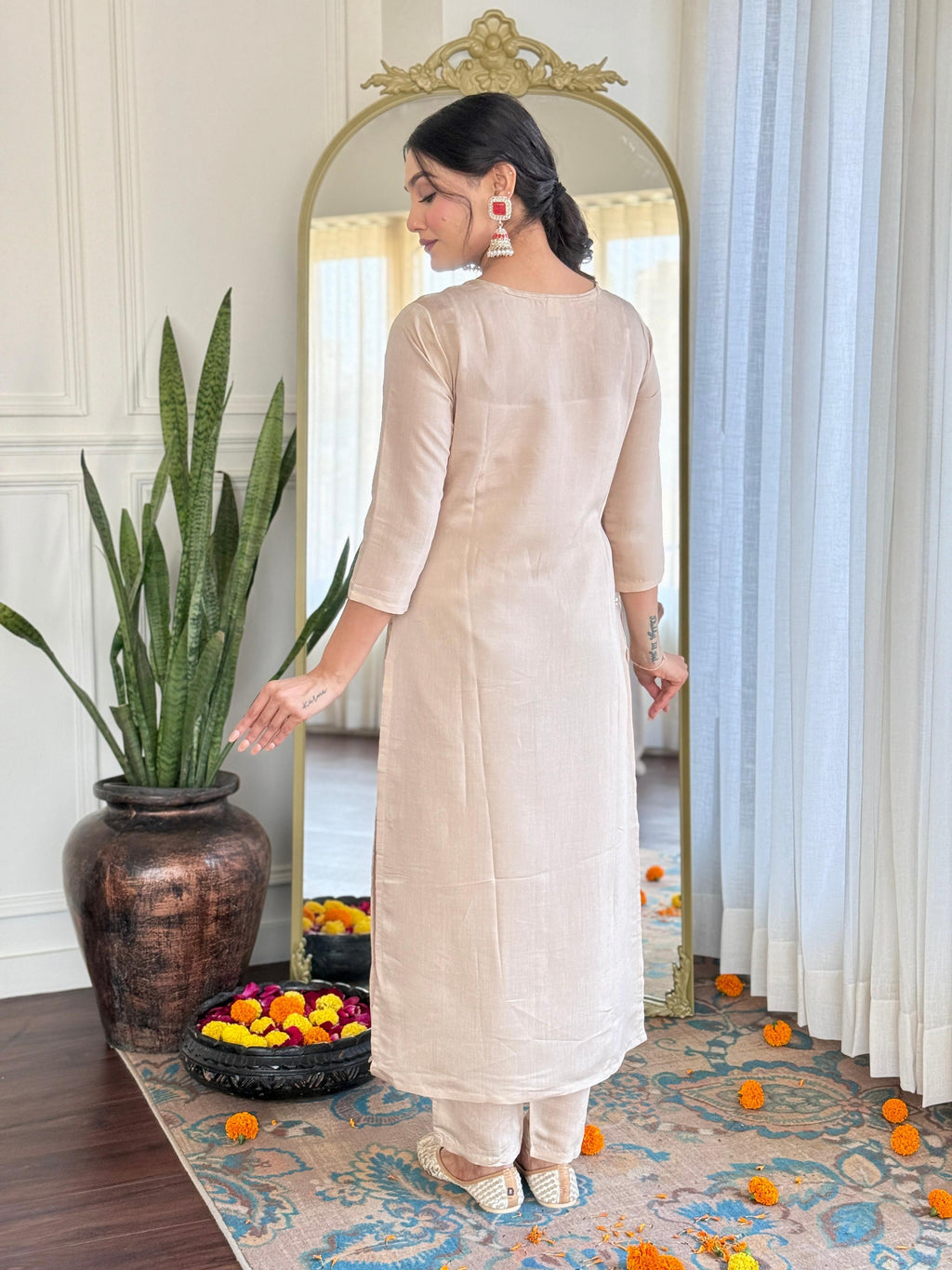 The52 Embroidered Rayon Fabric Straight Kurta, Pant and Dupatta Set - Distacart