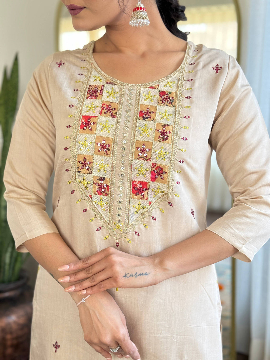 The52 Embroidered Rayon Fabric Straight Kurta, Pant and Dupatta Set - Distacart