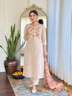 The52 Embroidered Rayon Fabric Straight Kurta, Pant and Dupatta Set - Distacart