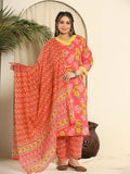 Yufta Pure Cotton Pink Kurta Dupatta Pant Set With Handwork