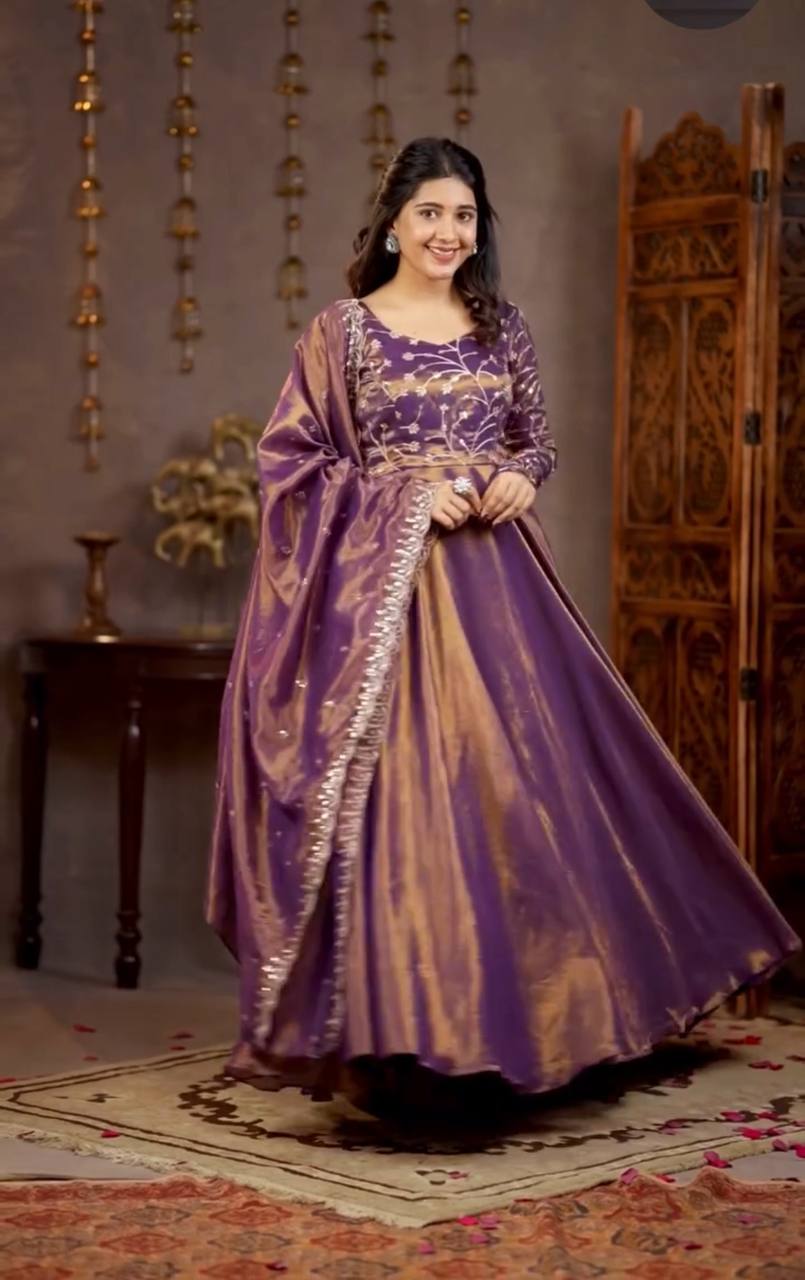 Yash Enterprise Light Purple Cosmos Silk Embroidery Party Wear Suit Set - Distacart