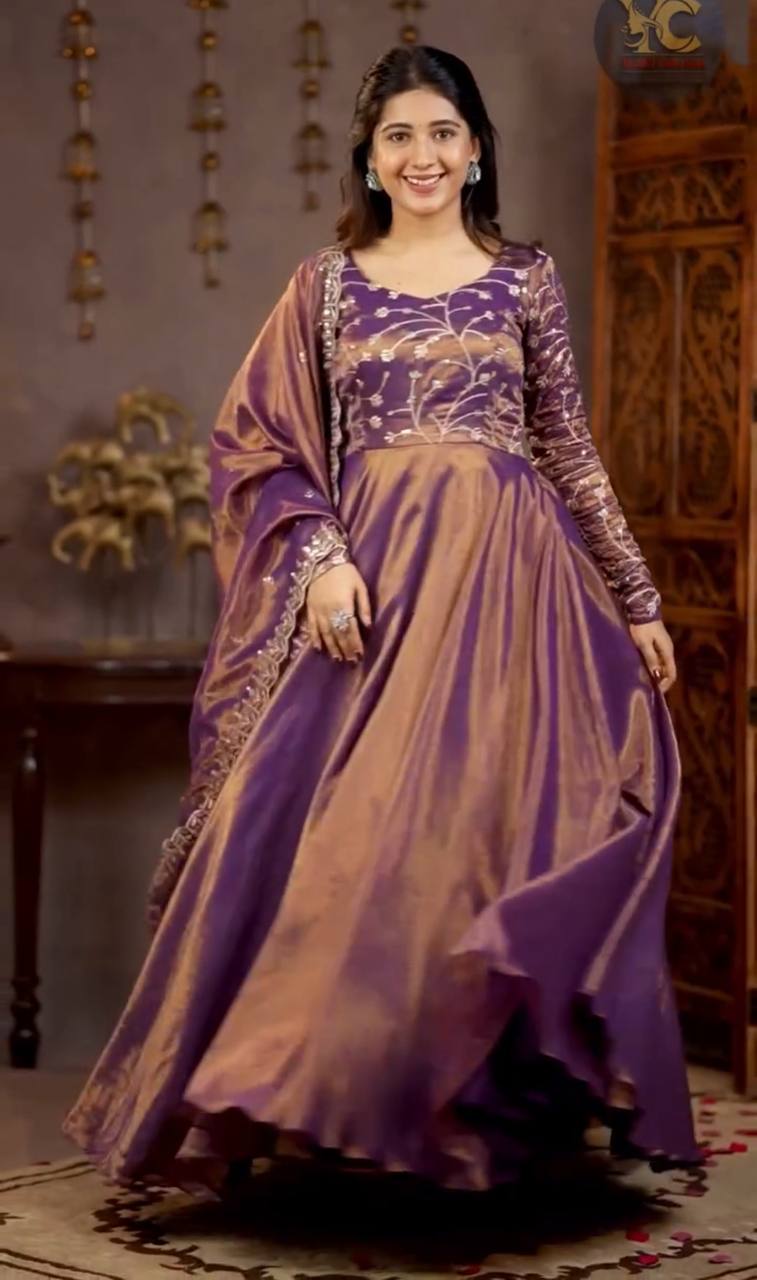 Yash Enterprise Light Purple Cosmos Silk Embroidery Party Wear Suit Set - Distacart