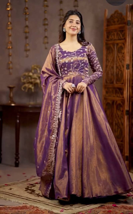 Yash Enterprise Light Purple Cosmos Silk Embroidery Party Wear Suit Set