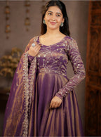Yash Enterprise Light Purple Cosmos Silk Embroidery Party Wear Suit Set - Distacart