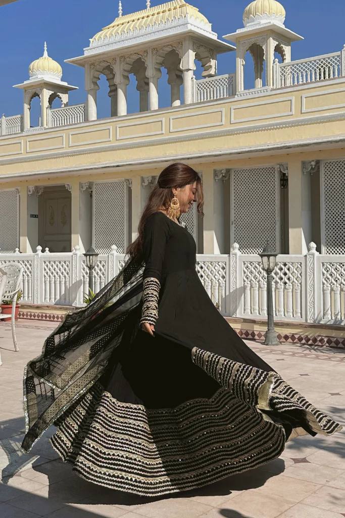 Yash Enterprise Black Rayon Party Wear Embroidery Suit Set - Distacart