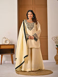 Yash Enterprise Off White Roman Silk Embroidery Party Wear Suit Set - Distacart