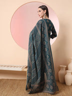 Yufta Green Pure Cotton Chikankari Straight Kurta Dupatta Pant Set