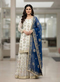 Yash Enterprise Off White Faux Georgette Embroidered Party Wear Suit Set - Distacart