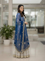 Yash Enterprise Off White Faux Georgette Embroidered Party Wear Suit Set - Distacart