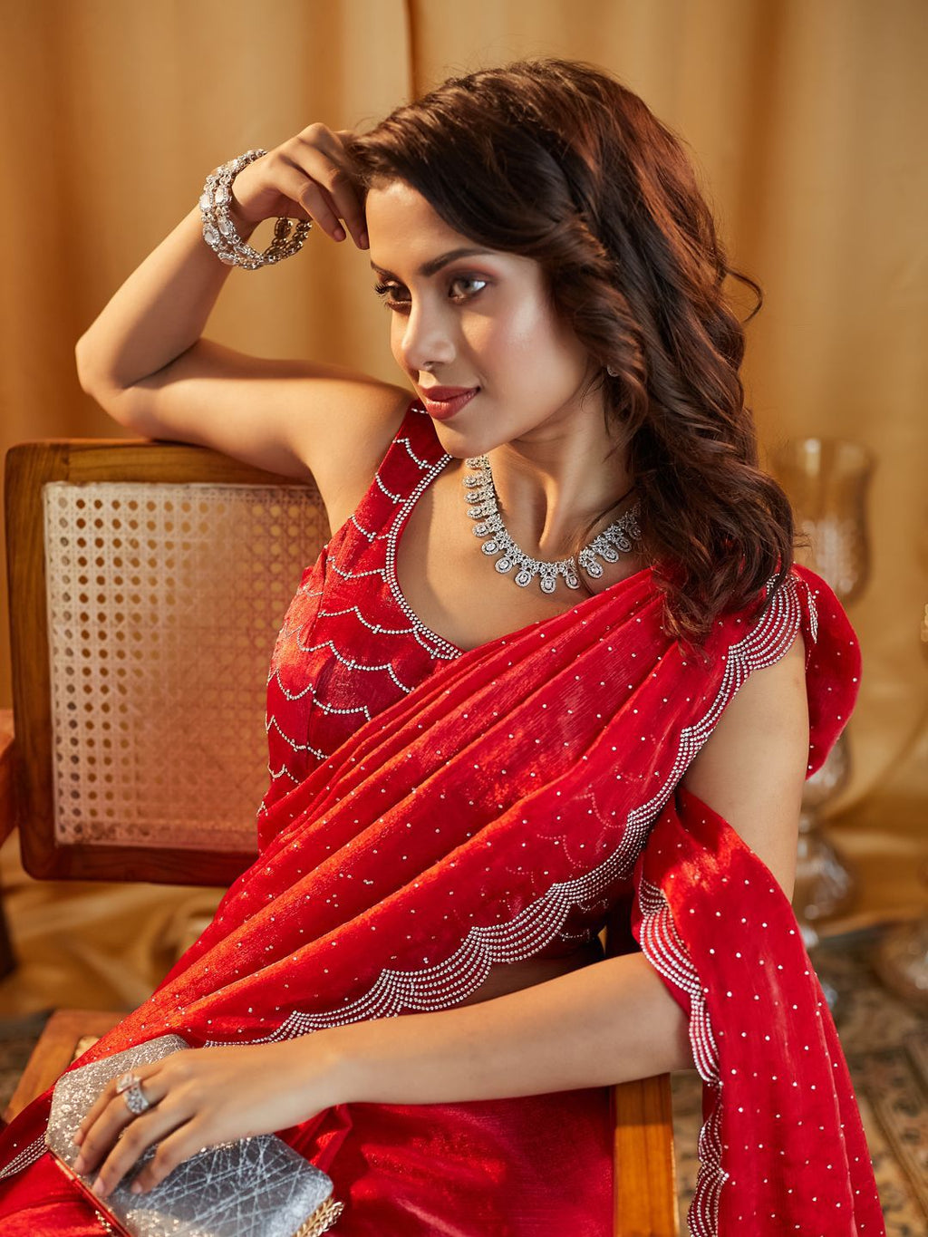 kasee Embellished Beads and Stones Pure Silk Saree