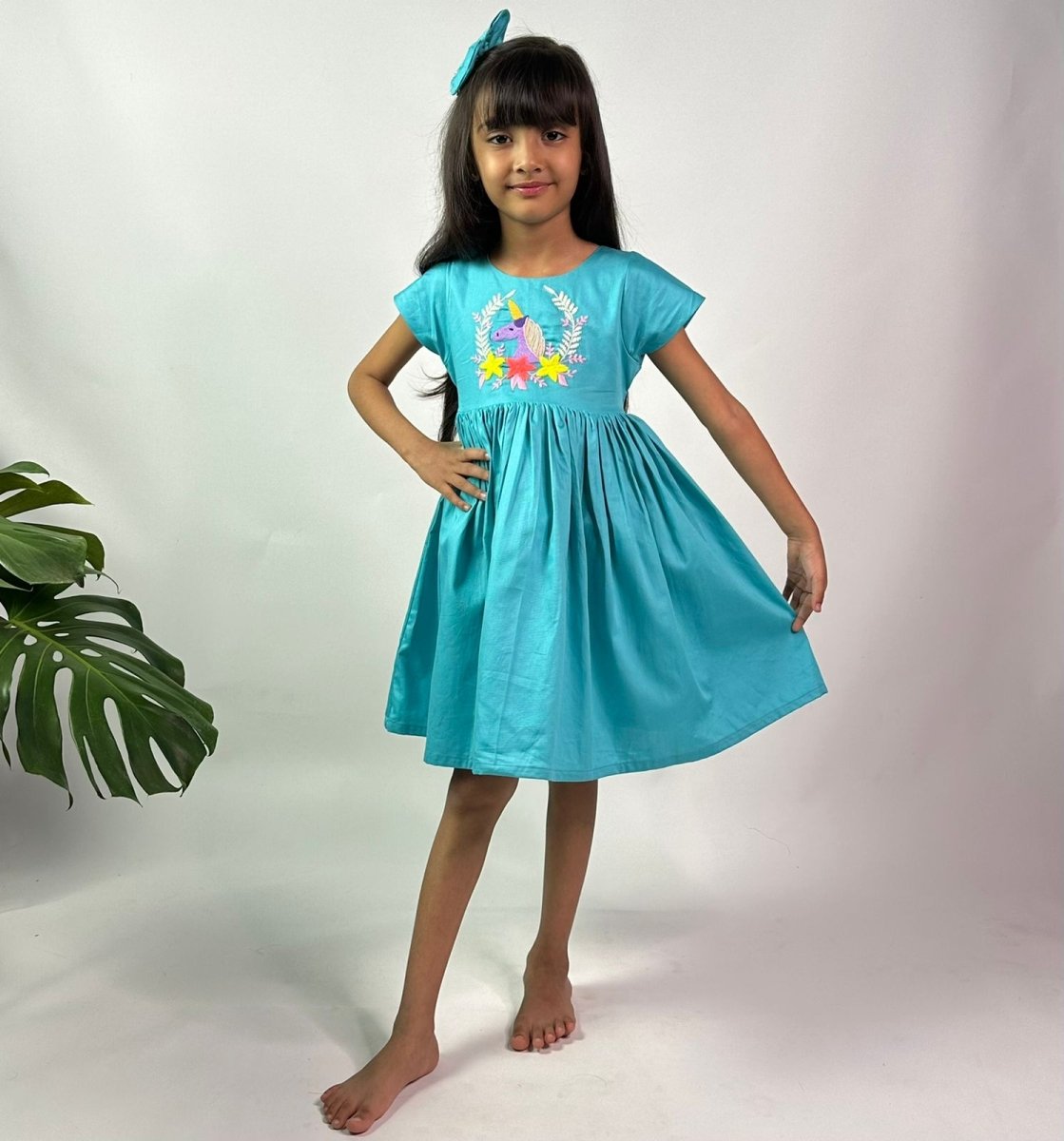 ArthLife Blue Unicorn Party Wear Dress