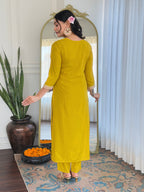 The52 Women's Embroidered Viscose Fabric Straight Kurta, Pant and Dupatta Set - Distacart