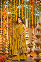 Yash Enterprise Yellow Silk Party Wear Embroidery Anarkali Suit Set - Distacart