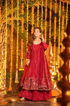 Yash Enterprise Red Silk Party Wear Embroidery Anarkali Suit Set - Distacart