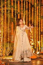 Yash Enterprise Off White Silk Party Wear Embroidery Anarkali Suit Set - Distacart
