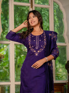 Pramukh Fab Purple Color Marina Silk Kurta Set - Distacart