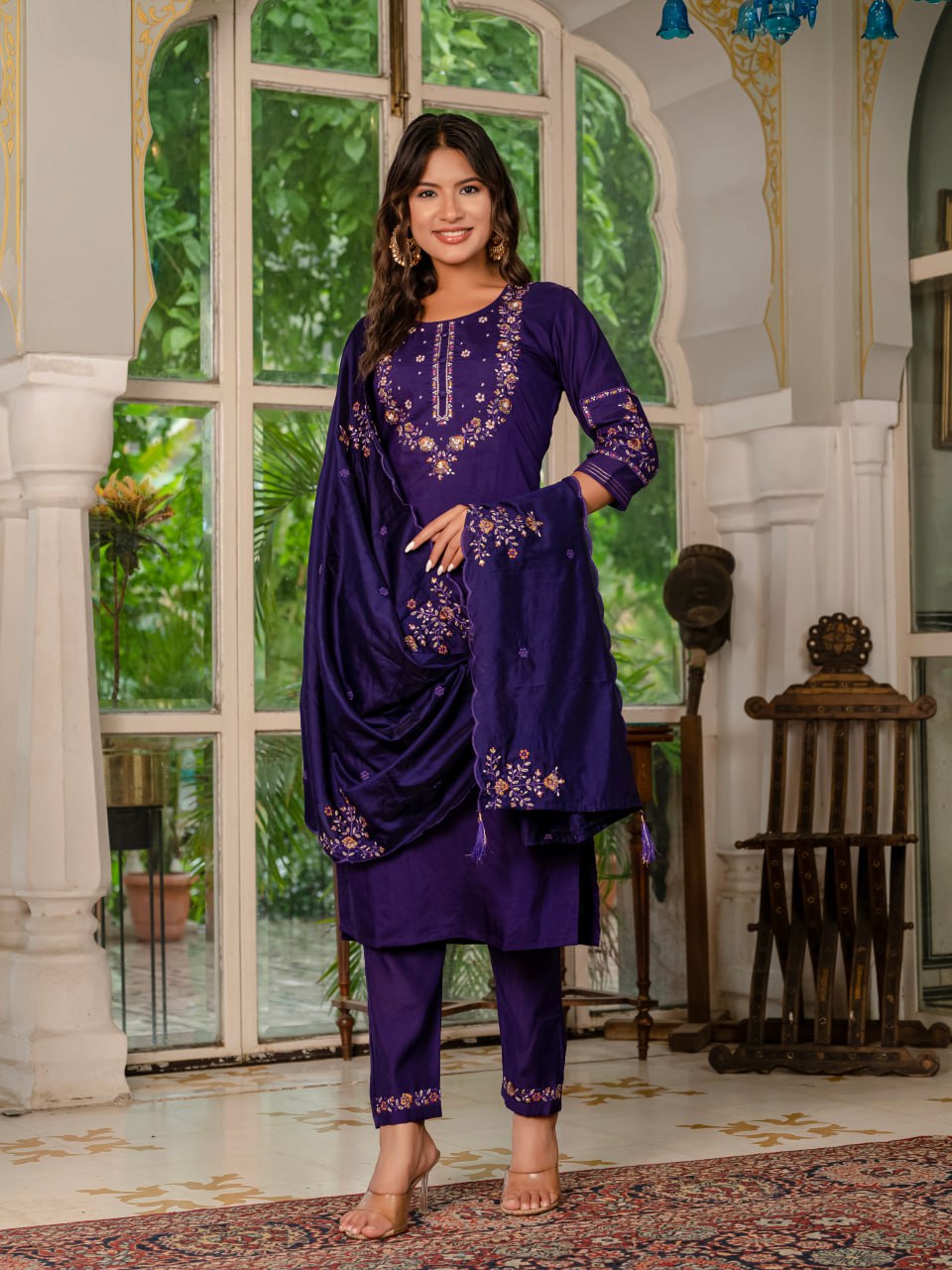 Pramukh Fab Purple Color Marina Silk Kurta Set - Distacart