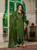 Pramukh Fab Dark Green Color Marina Silk Kurta Set - Distacart
