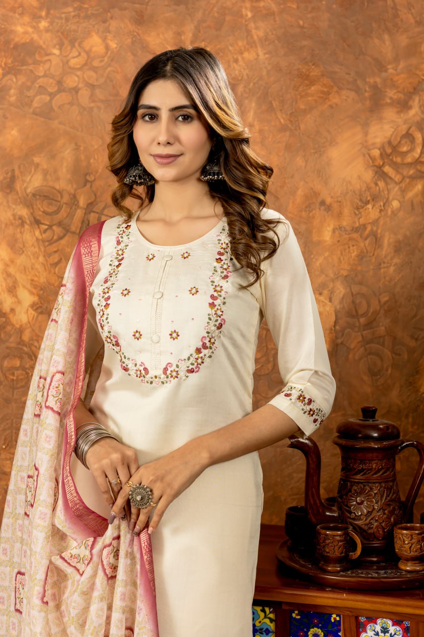 Pramukh Fab White Color Marina Silk Kurta Set - Distacart