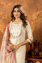 Pramukh Fab White Color Marina Silk Kurta Set - Distacart