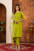 Pramukh Fab Parrot Green Color Marina Silk Kurta Set - Distacart