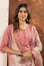 Pramukh Fab Peach Color Marina Silk Kurta Set - Distacart