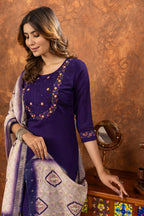 Pramukh Fab Purple Color Marina Silk Kurta Set - Distacart