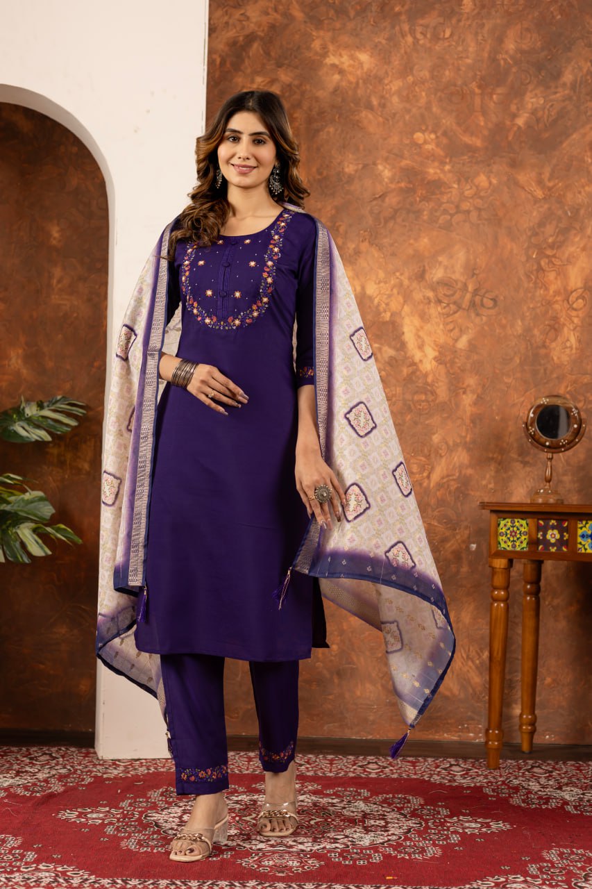 Pramukh Fab Purple Color Marina Silk Kurta Set - Distacart