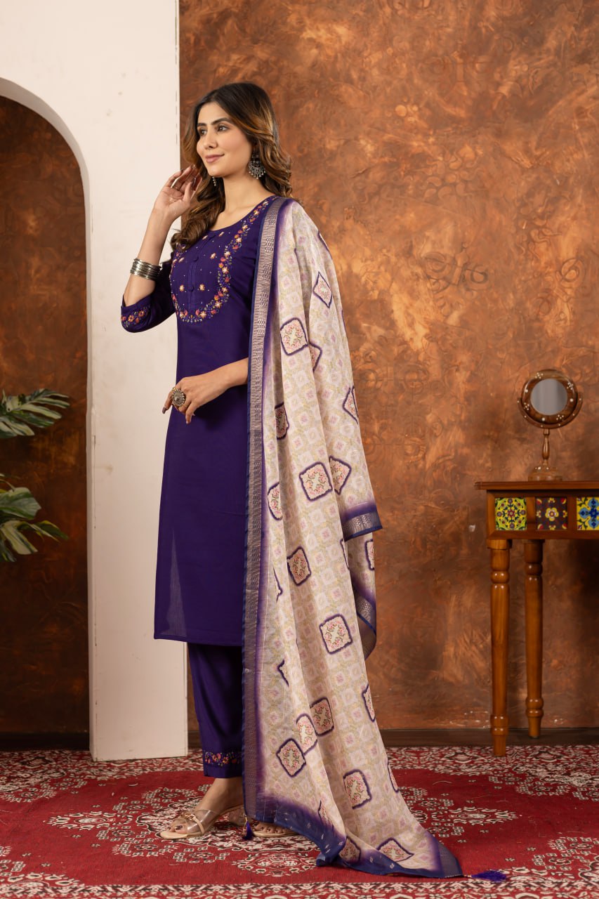 Pramukh Fab Purple Color Marina Silk Kurta Set - Distacart