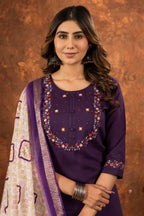 Pramukh Fab Plum Color Marina Silk Kurta Set - Distacart